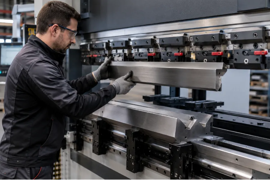 Press brake tooling safety during punch and die installation