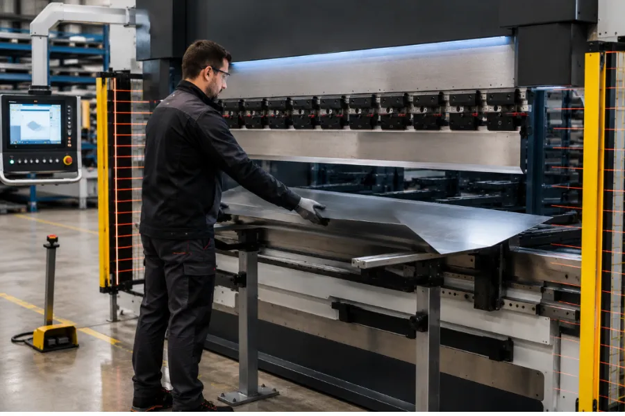 Safe press brake operation with hands clear of the bending zone
