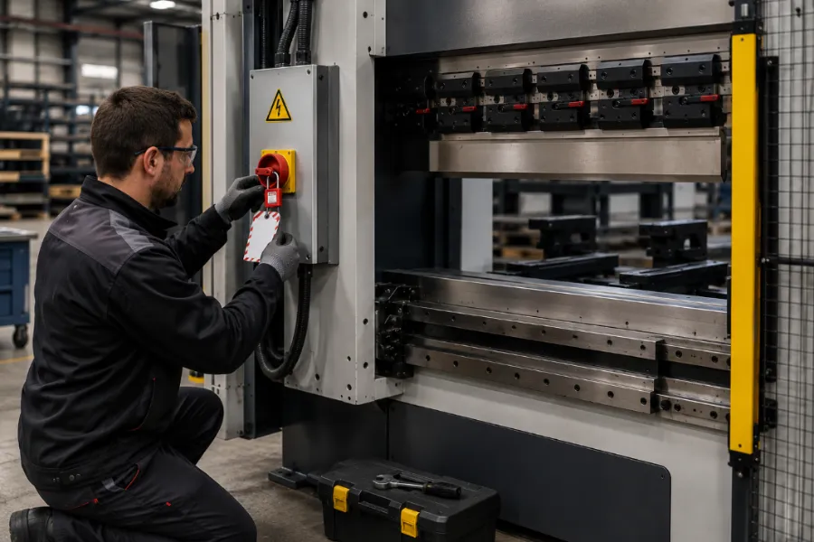 Press brake safety lockout tagout procedure during maintenance