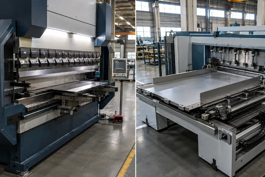 Press brake vs panel bender comparison in a modern sheet metal fabrication shop