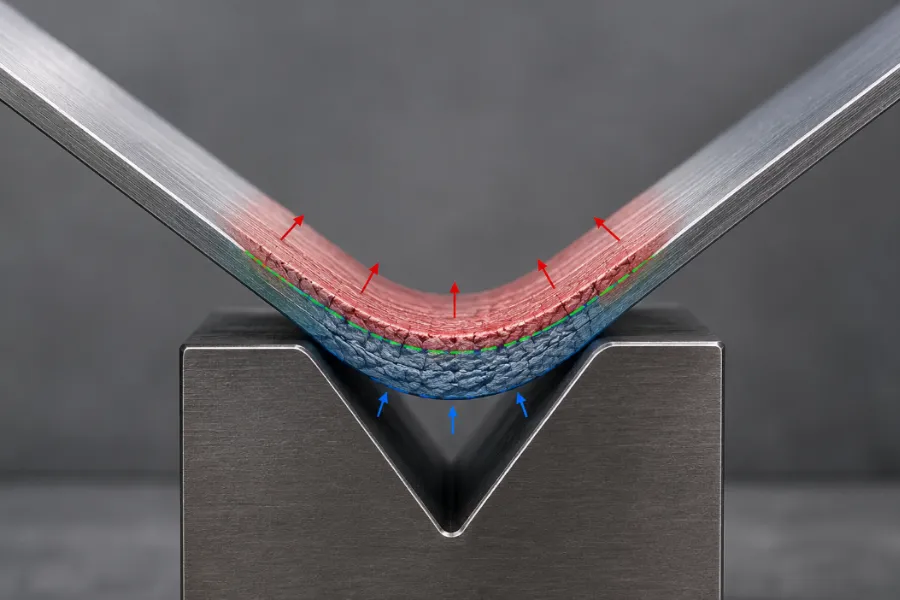 Sheet metal bend deduction and neutral axis during bending