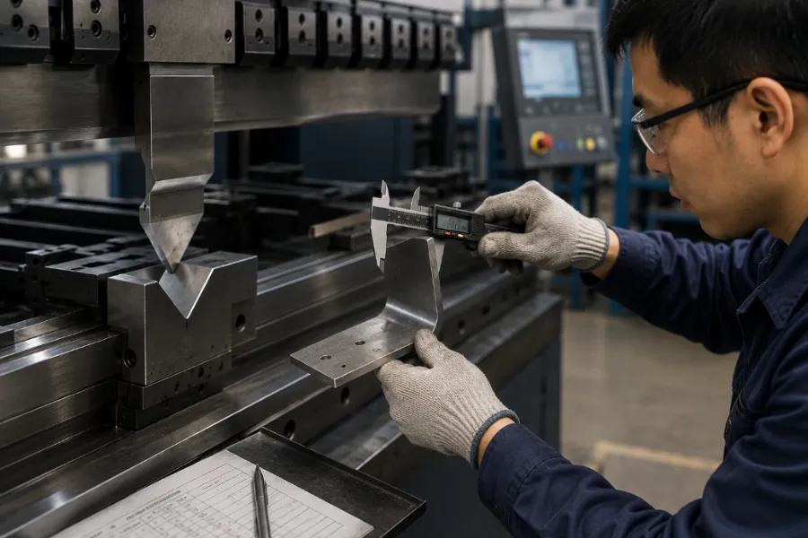 Press brake test bend for accurate bend deduction values