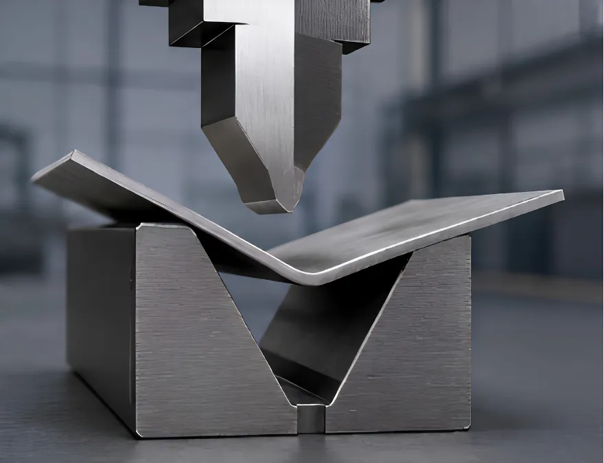 How a press brake works with a punch and V-die