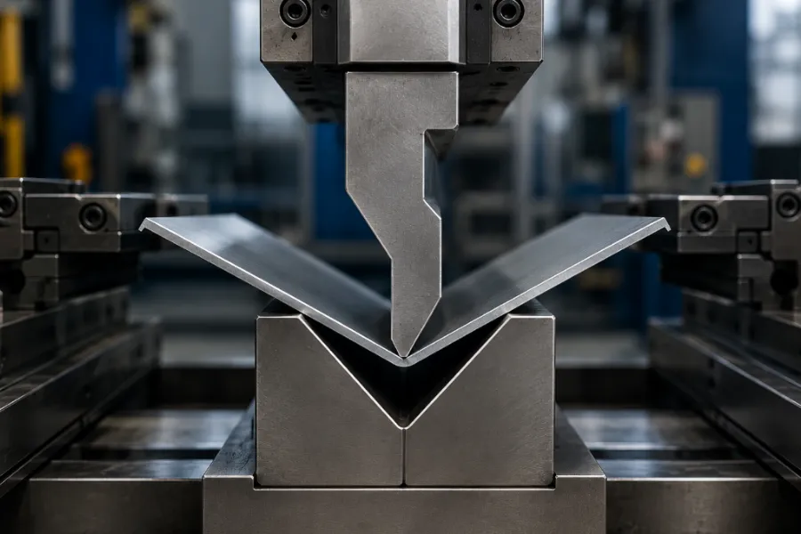 Press brake V die opening during sheet metal bending
