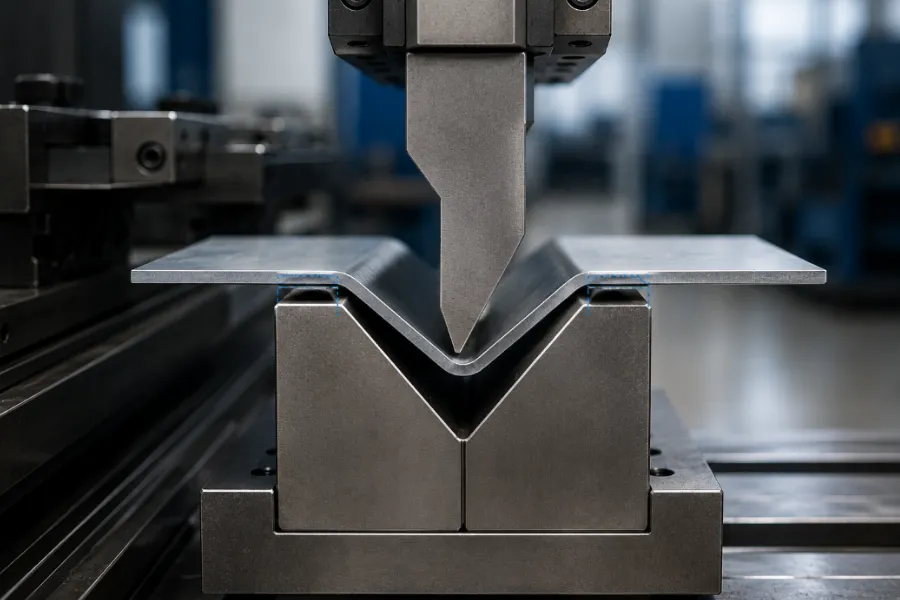 Press brake V opening and minimum flange length