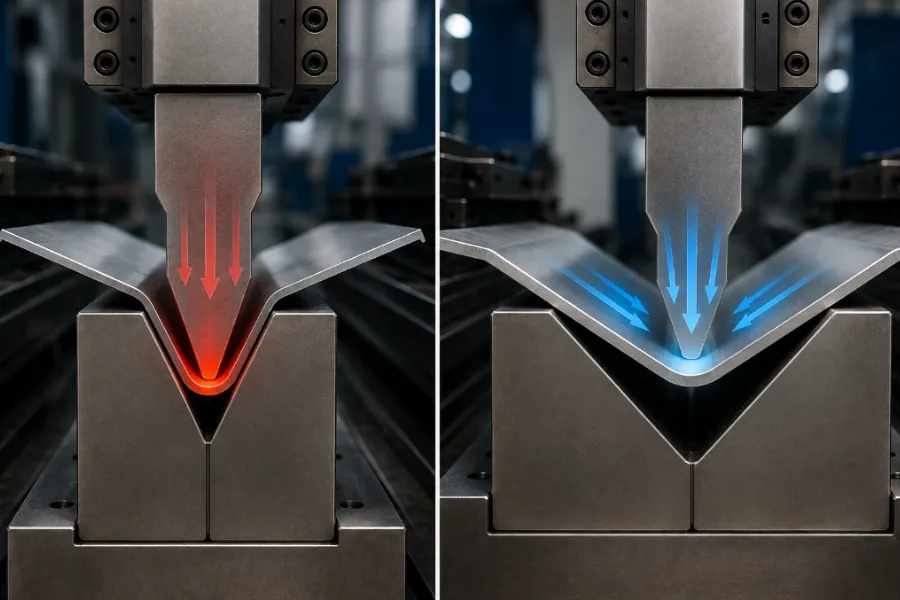 Press brake V opening effect on bending tonnage