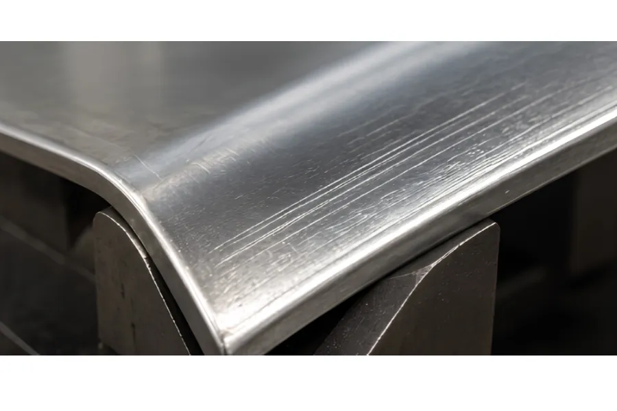 Press brake bending scratches on stainless steel from die shoulder contact