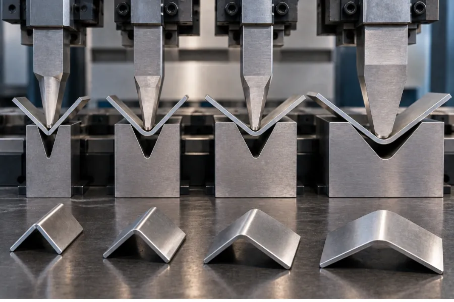 Press brake V-die opening selection for different sheet thicknesses