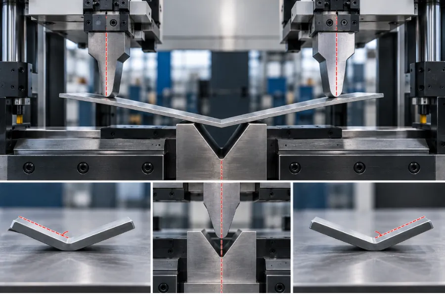 Press brake left-right angle variation from tooling and ram alignment