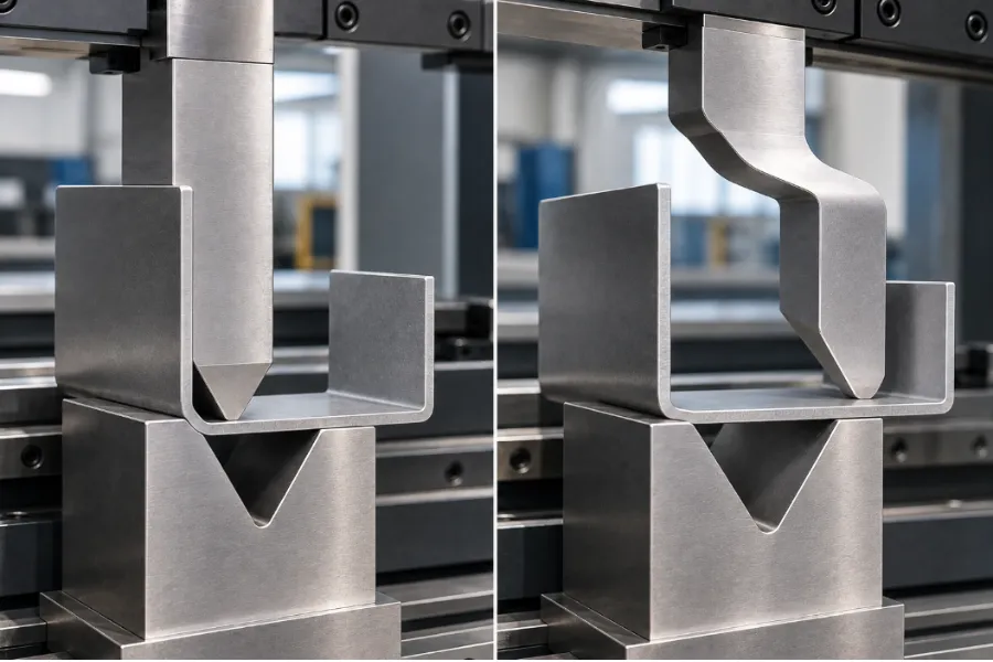 Gooseneck press brake punch providing clearance for return flanges