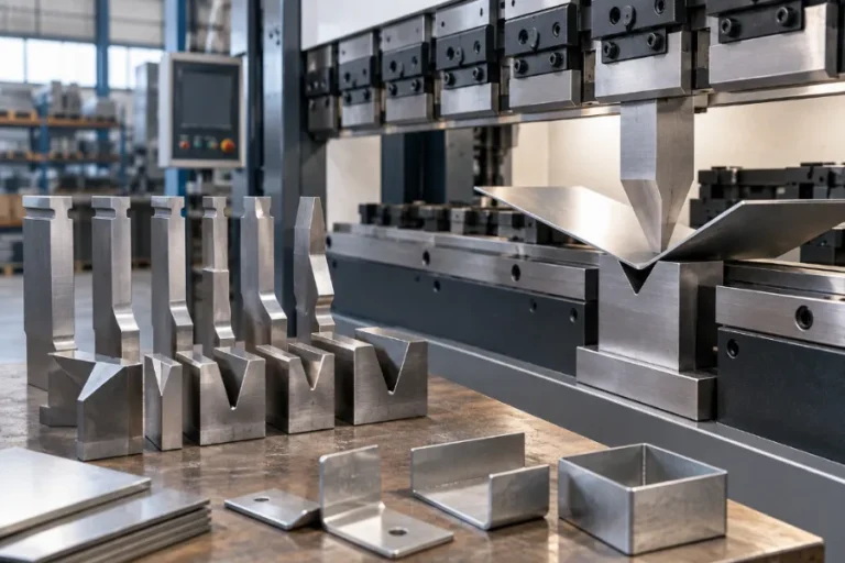 Press brake tooling selection with punches and V-dies for sheet metal bending