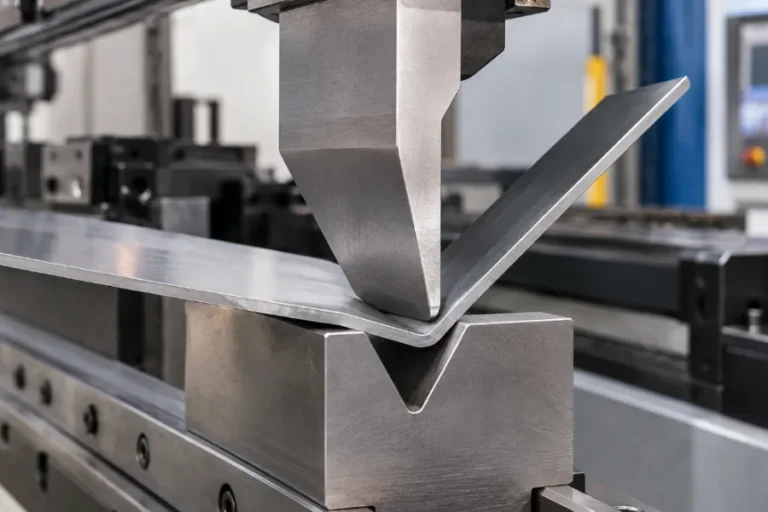 Press brake springback during sheet metal bending with a CNC press brake and V-die