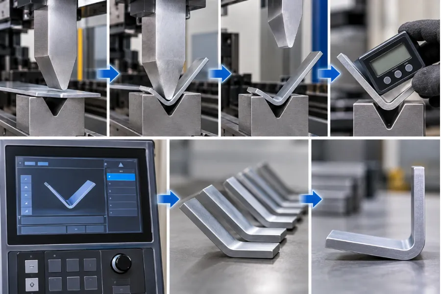Test bend and angle measurement for press brake springback compensation
