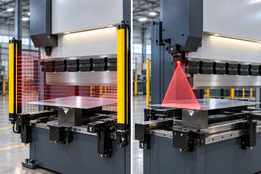 Light curtain vs laser guarding on a press brake