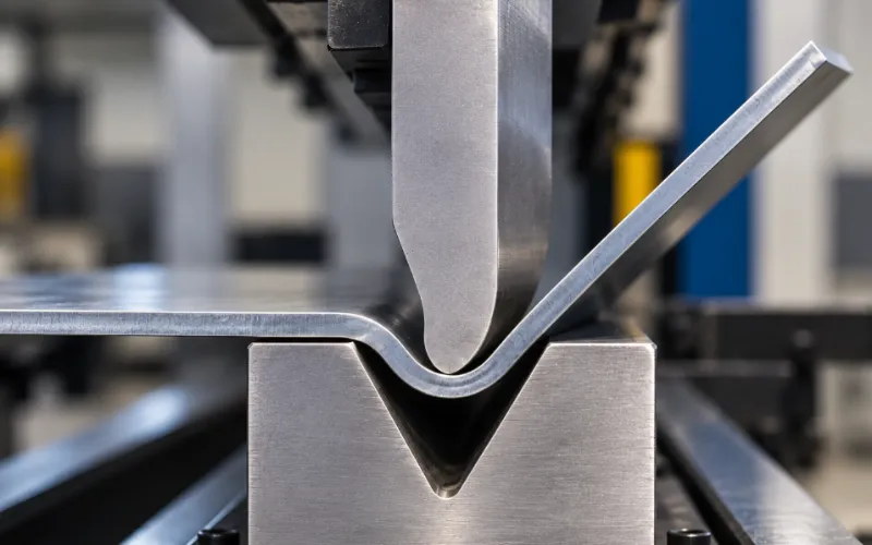 Inside press brake bend radius formed between punch and V-die during sheet metal bending